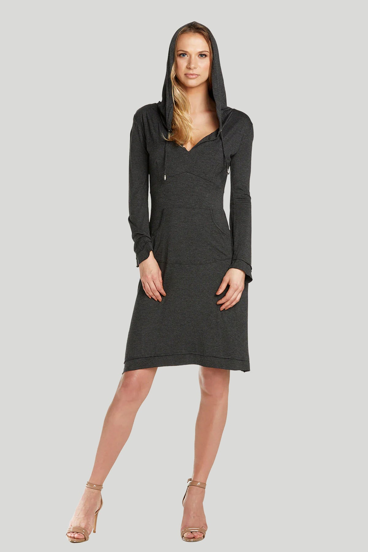 Emery Mermaid Midi Hooded Dress - Women's Casual by SITA Couture Charcoal / S Emery Mermaid Midi Hooded Dress - Women's Casual by SITA Couture Charcoal / S