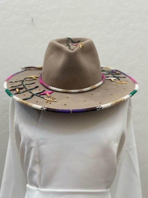 Tree of Life — Hand‑Beaded Fur Felt Hat