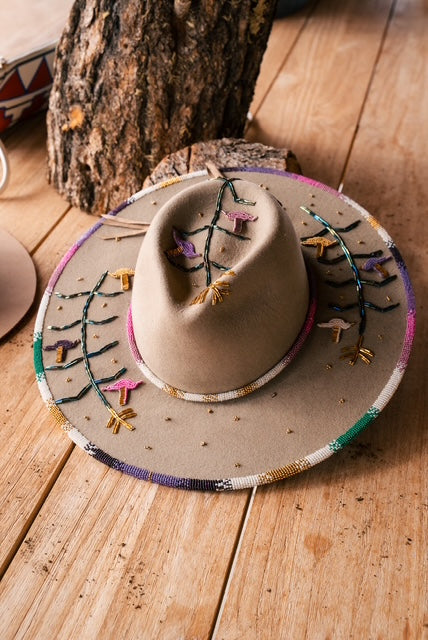 Tree of Life — Hand‑Beaded Fur Felt Hat