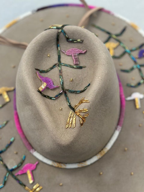 Tree of Life — Hand‑Beaded Fur Felt Hat